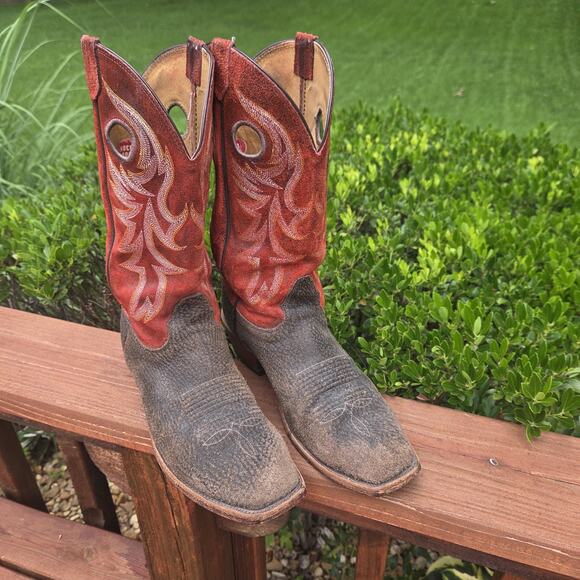 Nocona Red Dirt Country Concert Cowboy Boots USA Made Roughout Leather 9D main image 8